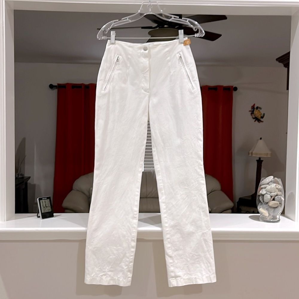 Vanilia Becky White Straight Leg Denim Pants Zipper Pockets EUR Size 34